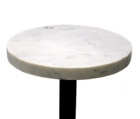 Marble Top Ribbed Metal Tulip Base Martini Table