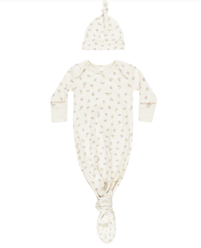 Knotted Baby Gown + Hat Set || Fleur