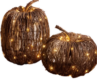 Large Light-Up Rattan Pumpkin
