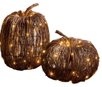 Short Light-Up Rattan Pumpkin