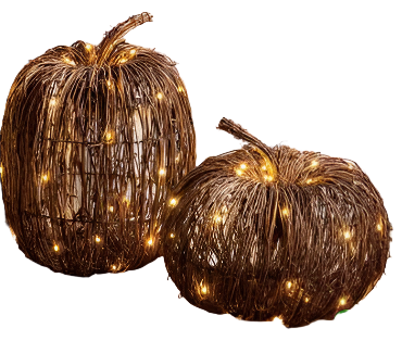 Short Light-Up Rattan Pumpkin