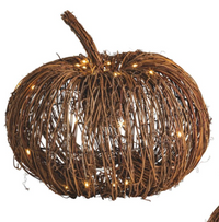 Short Light-Up Rattan Pumpkin