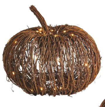 Short Light-Up Rattan Pumpkin