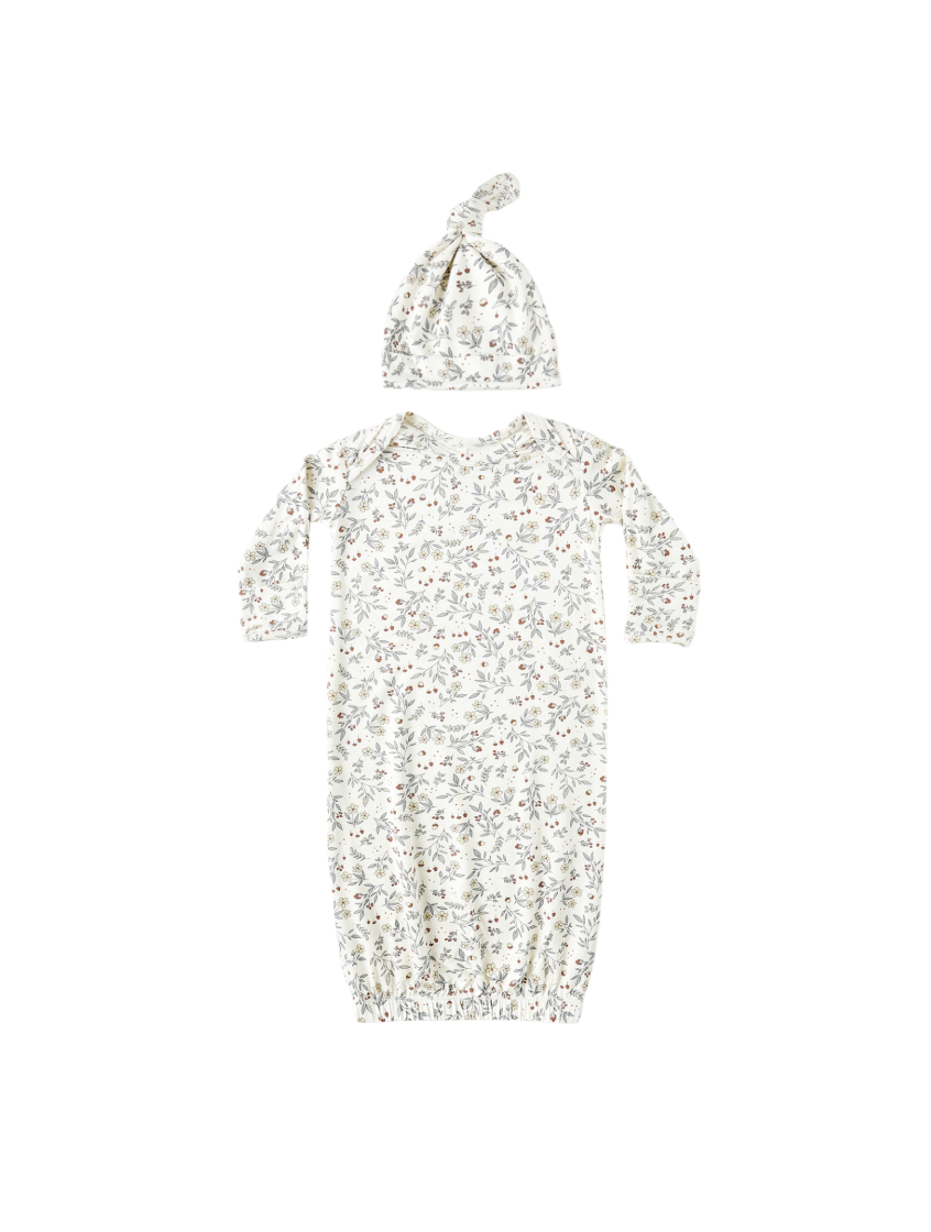 Bamboo Baby Gown + Hat Set || Woodland