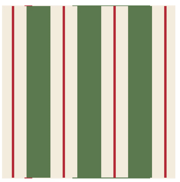 Green & Red Awning Stripe Cocktail and Guest Napkins