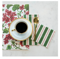 Green & Red Awning Stripe Cocktail and Guest Napkins