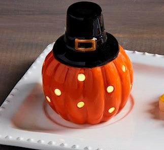 Pumpkin Pilgrim Hat Light-Up Sitter