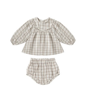 Mia Top & Bloomer Set || Blue Plaid