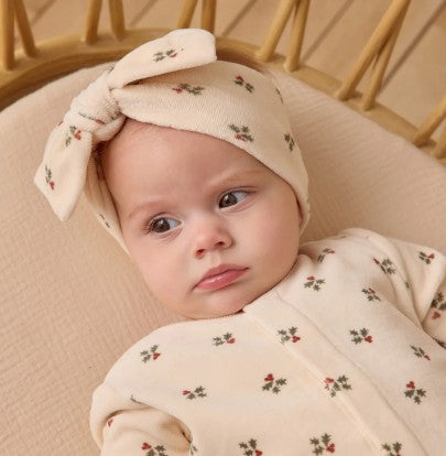 Velour Bow Headband || Holly Berry