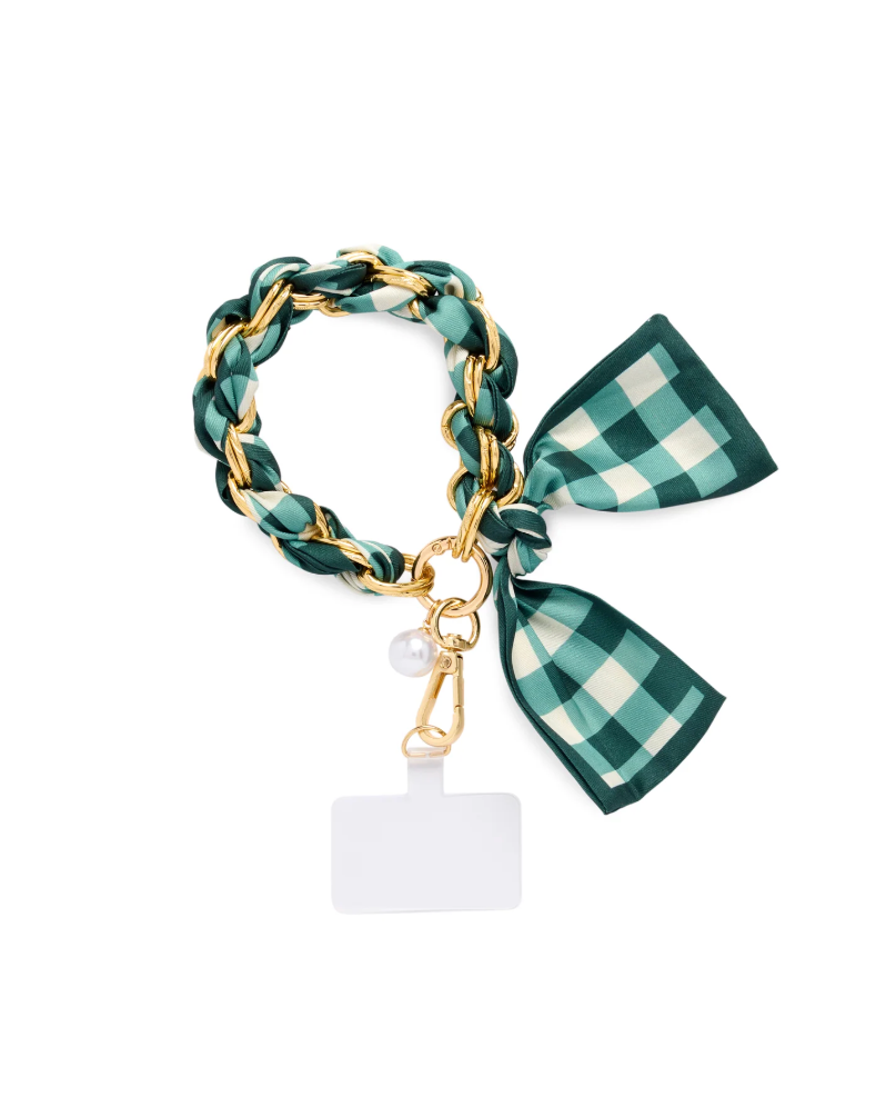 Gingham Phone Wristlet - Green