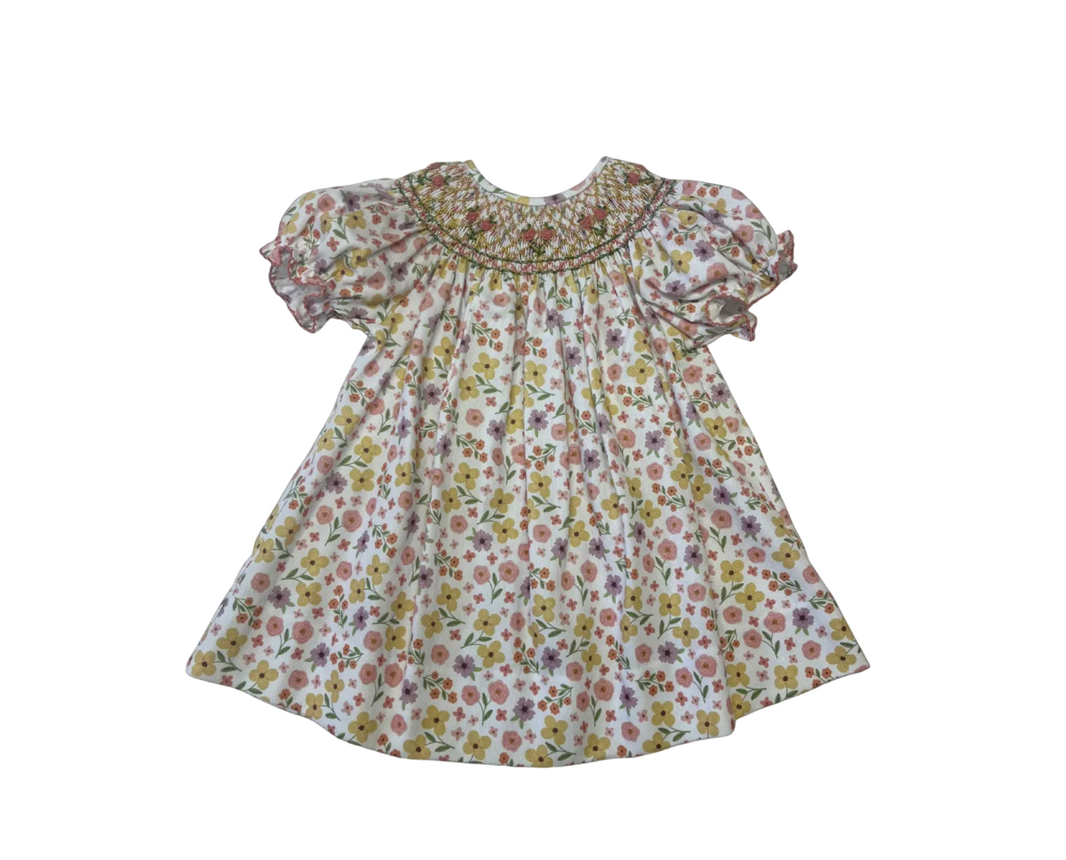 Smocked Bishop Dress- Roses