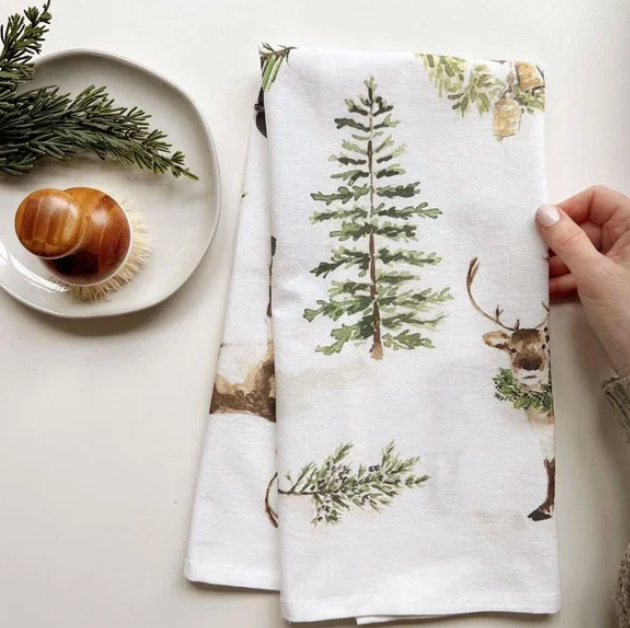 Evergreen Christmas Tea Towel