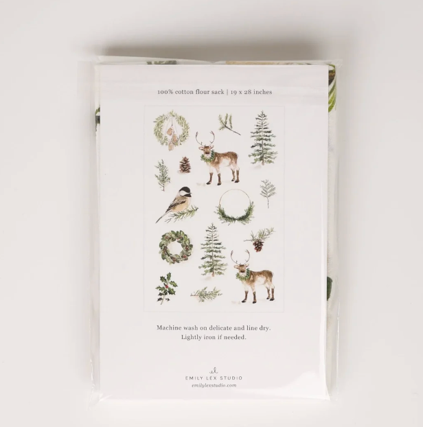 Evergreen Christmas Tea Towel