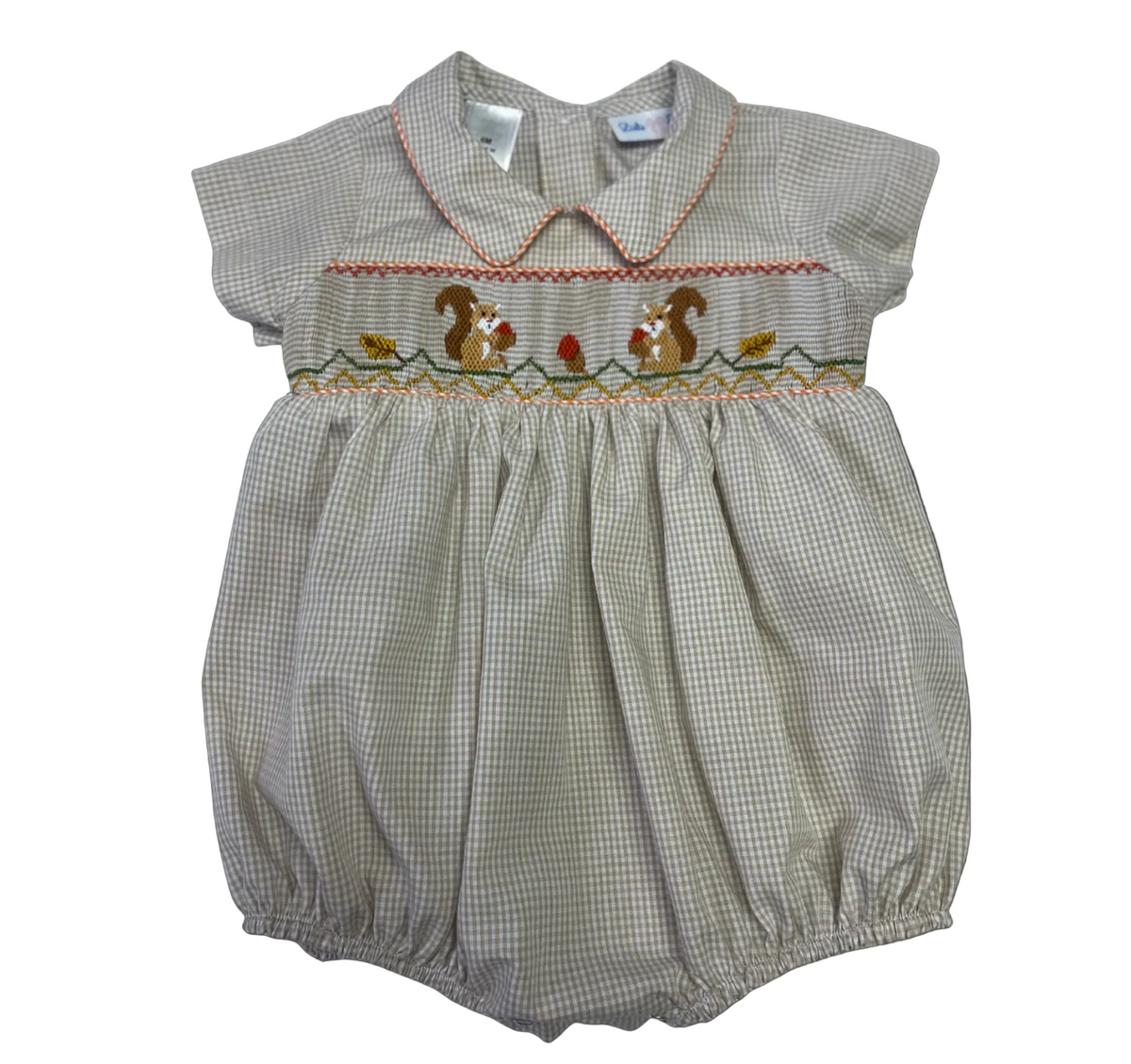 Smocked Bubble with Collar - Squirrels