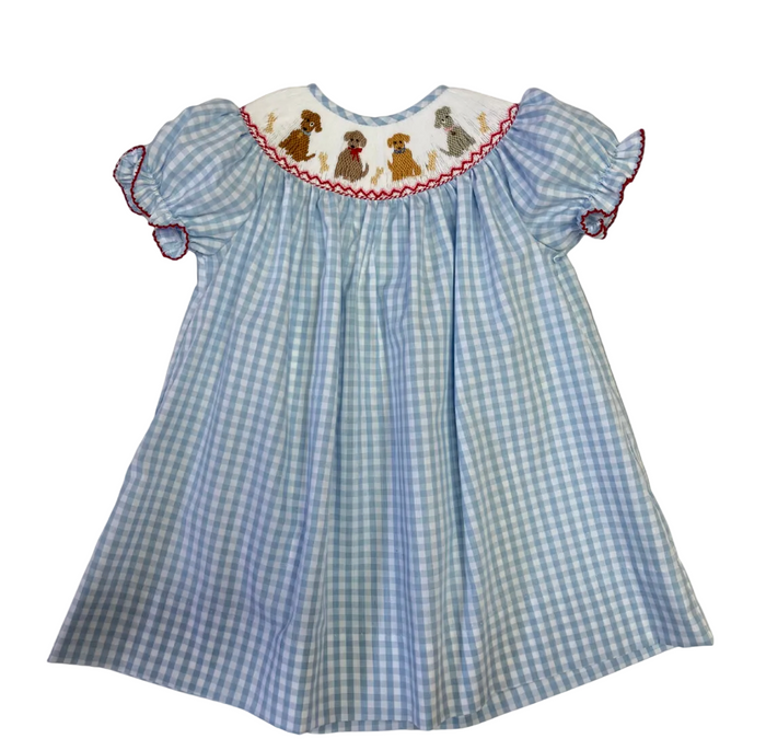 Smocked Bishop Dress - Puppies