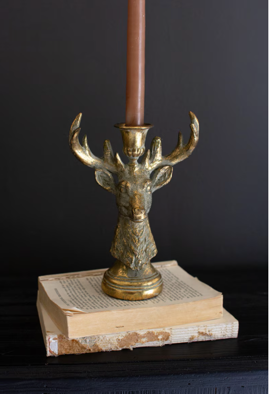 Gold Deer Resin Taper Candle Holder