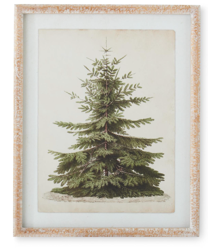 Carved Wood Framed Pine Tree Prints