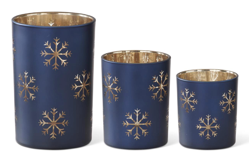 Matte Blue Snowflake Glass Containers