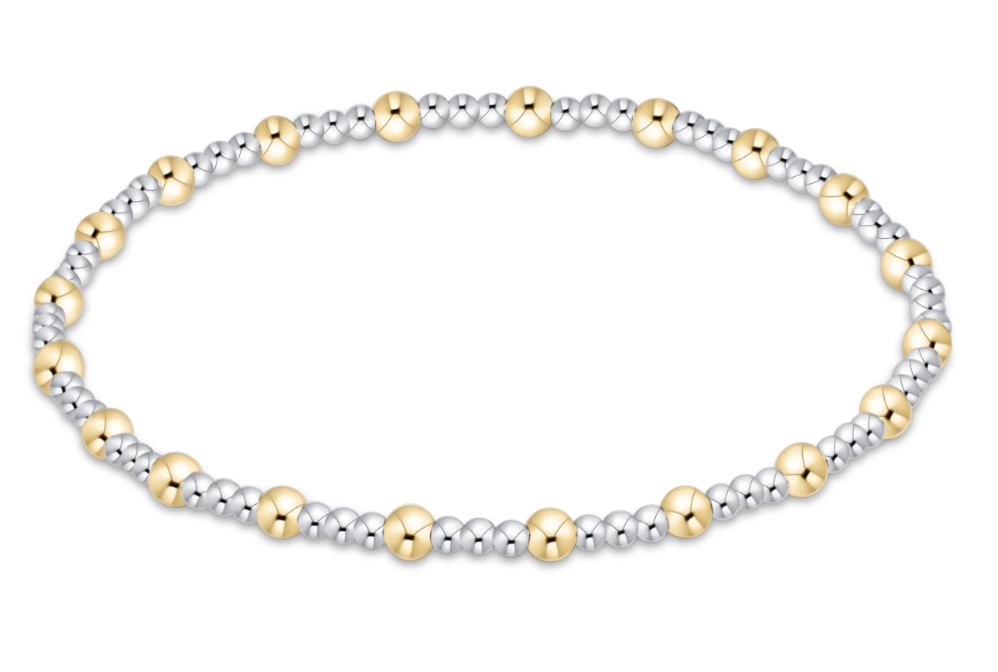 classic sincerity pattern 3mm bead bracelet - mixed metal