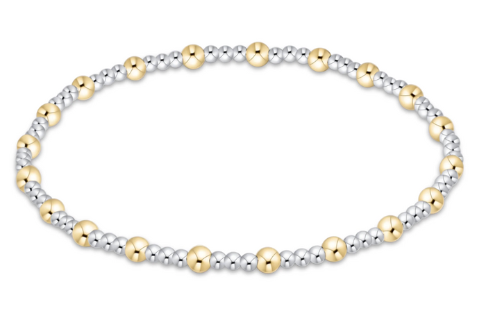 classic sincerity pattern 3mm bead bracelet - mixed metal