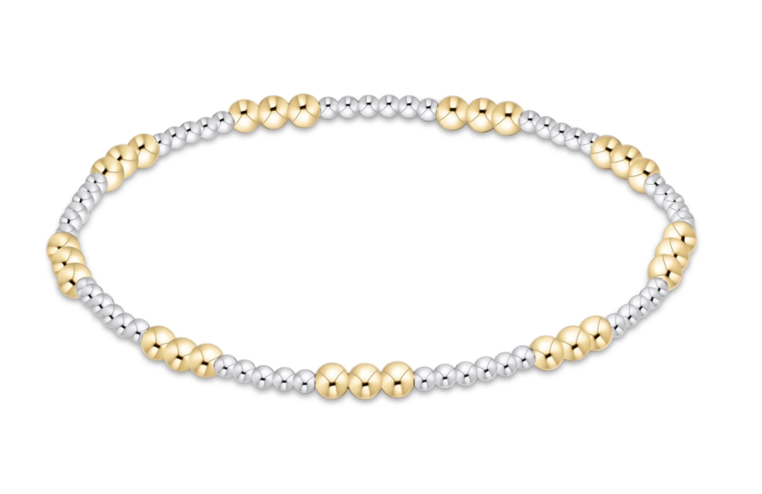 classic joy pattern 3mm bead bracelet - mixed metal