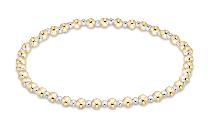 classic grateful pattern 3mm bead bracelet- mixed metal