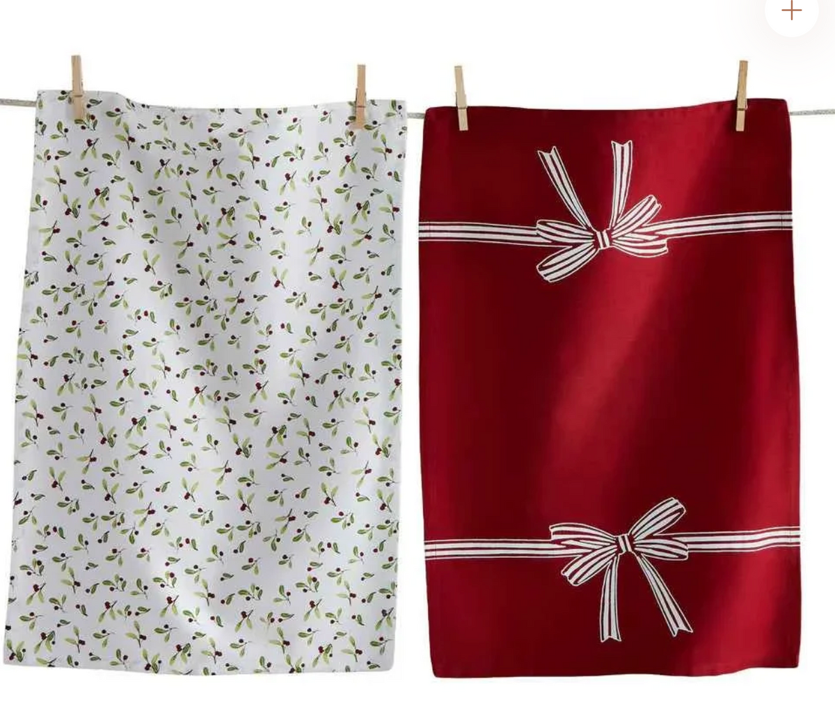 Winter Berries and Bows Dish Towels