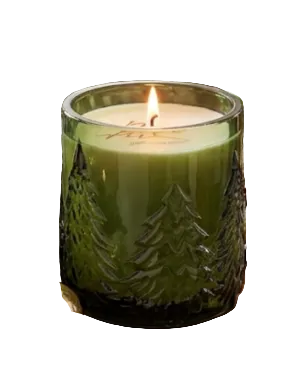 Embossed Tree Glass Signature Candle - Needle & Pine
