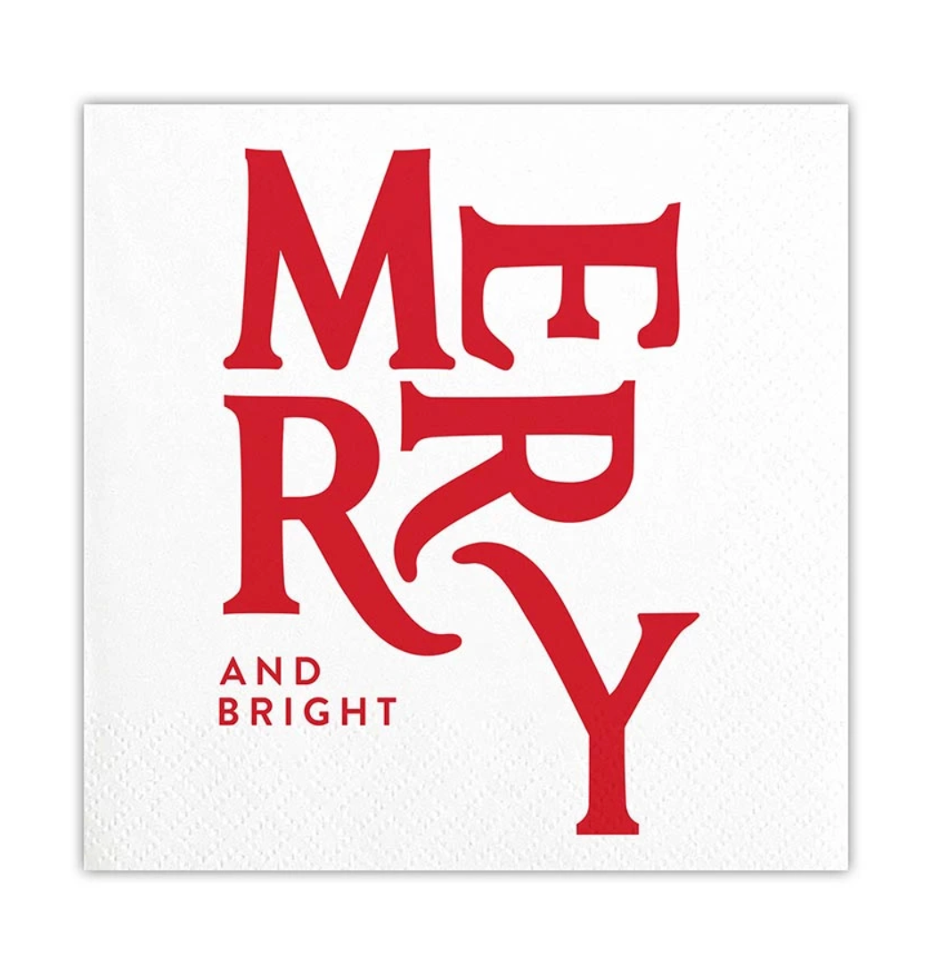 Ceramic Cocktail Napkin Tray - Merry and Bright