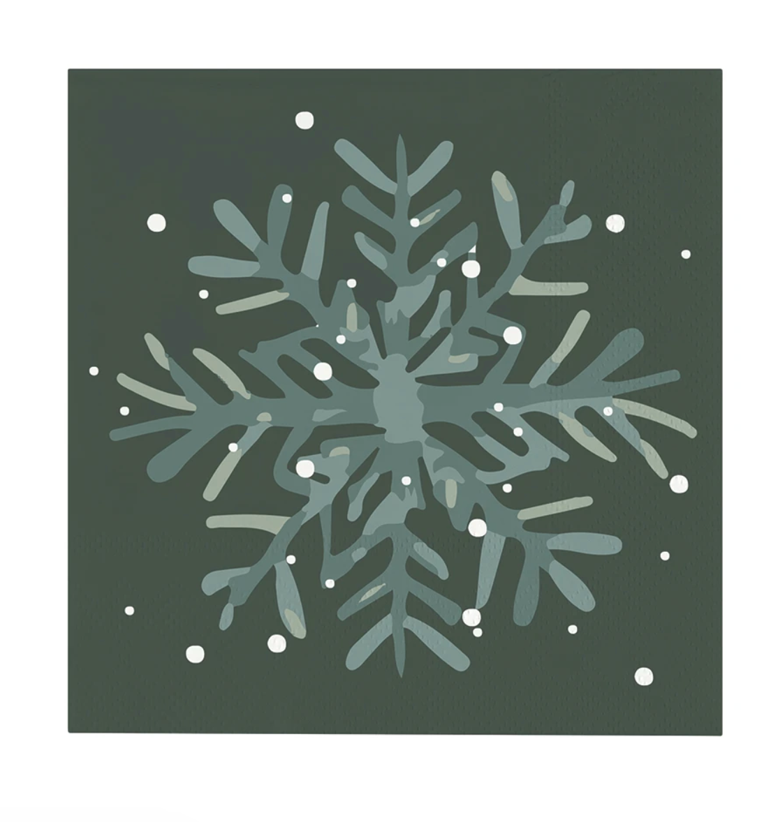 Ceramic Cocktail Napkin Tray - Green Snowflake