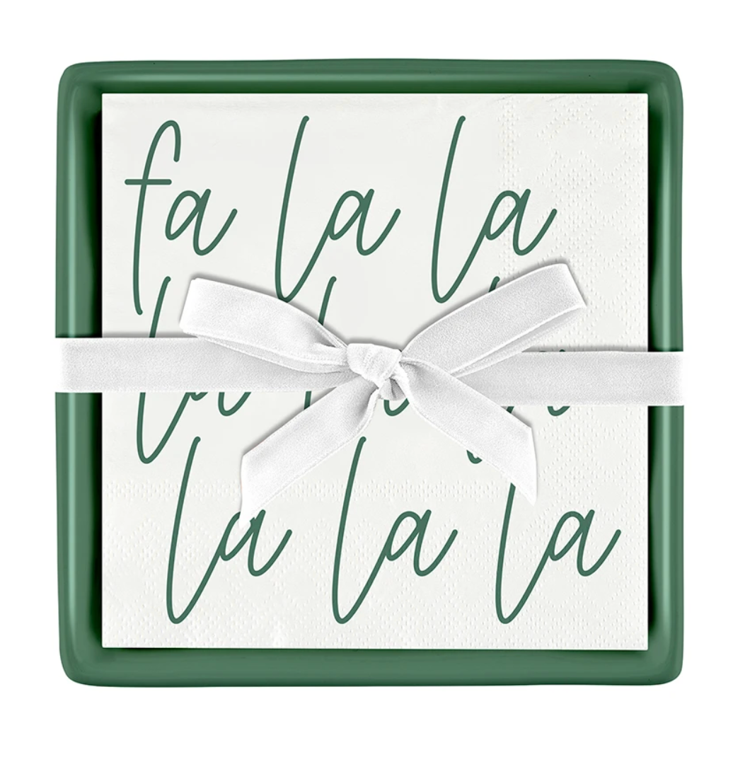 Ceramic Cocktail Napkin Tray - Fa La La