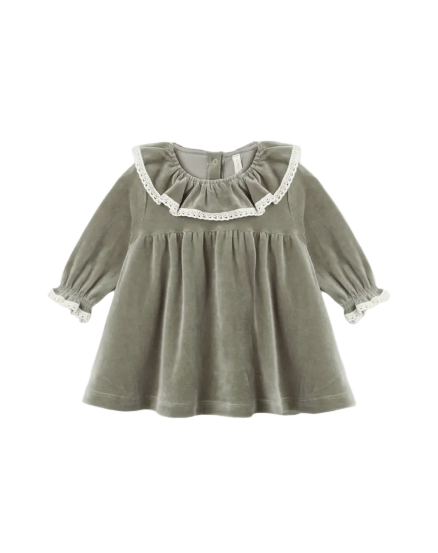 Velour Baby Dress || Spruce