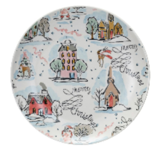 Stoneware Plate with Holiday Pattern