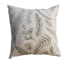 20" Square Cotton & Linen Fern Printed Pillow