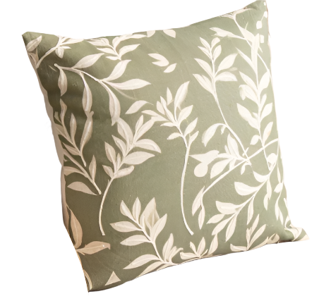 Embroidered Leafy Green Pillow