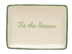 Stoneware Dish with Holiday Words