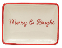 Stoneware Dish with Holiday Words