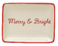 Stoneware Dish with Holiday Words