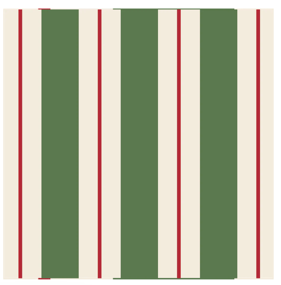 Green & Red Awning Stripe Cocktail and Guest Napkins