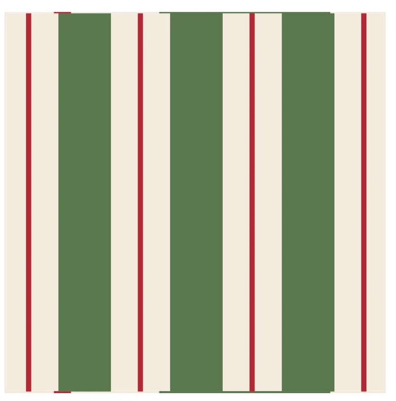 Green & Red Awning Stripe Cocktail and Guest Napkins