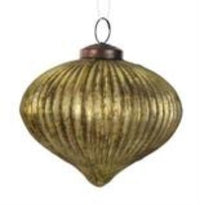 Antique Gold Glass Ball/Finial Ornament - 4"