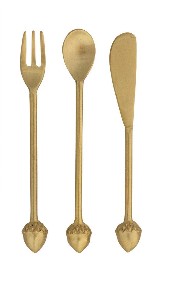 Brass Appetizer Utensils w/Acorn