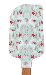 Silicone & Wood Spatulas w/ Holiday Pattern, 6 Styles, Set of 2 Sizes