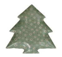 Stoneware Tree Shaped Plate with Holiday Pattern