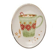 Oval Stoneware Dish with Cocktail Image, 4 Styles