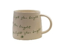 Stoneware Mug with Holiday Saying, Cream Color, 4 Styles - 16 oz.