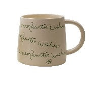 Stoneware Mug with Holiday Saying, Cream Color, 4 Styles - 16 oz.