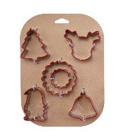 Stainless Steel Holiday Cookie Cutters on Card, Set of 6, 2 Styles