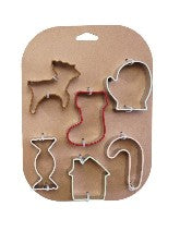 Stainless Steel Holiday Cookie Cutters on Card, Set of 6, 2 Styles