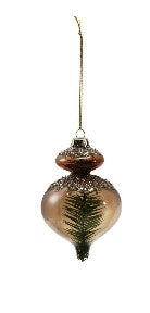 Glass Ornament with Mica Flakes & Bottle Brush Tree Inside, 3 Styles